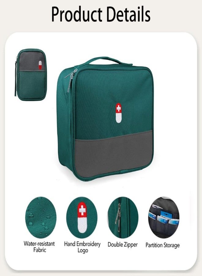 Zibuyu® 2Pcs Portable Medicine Organizer with Pill Storage Compartments, Medicine Pouch for Travel & Home, First Aid Storage (Green) - Image 3